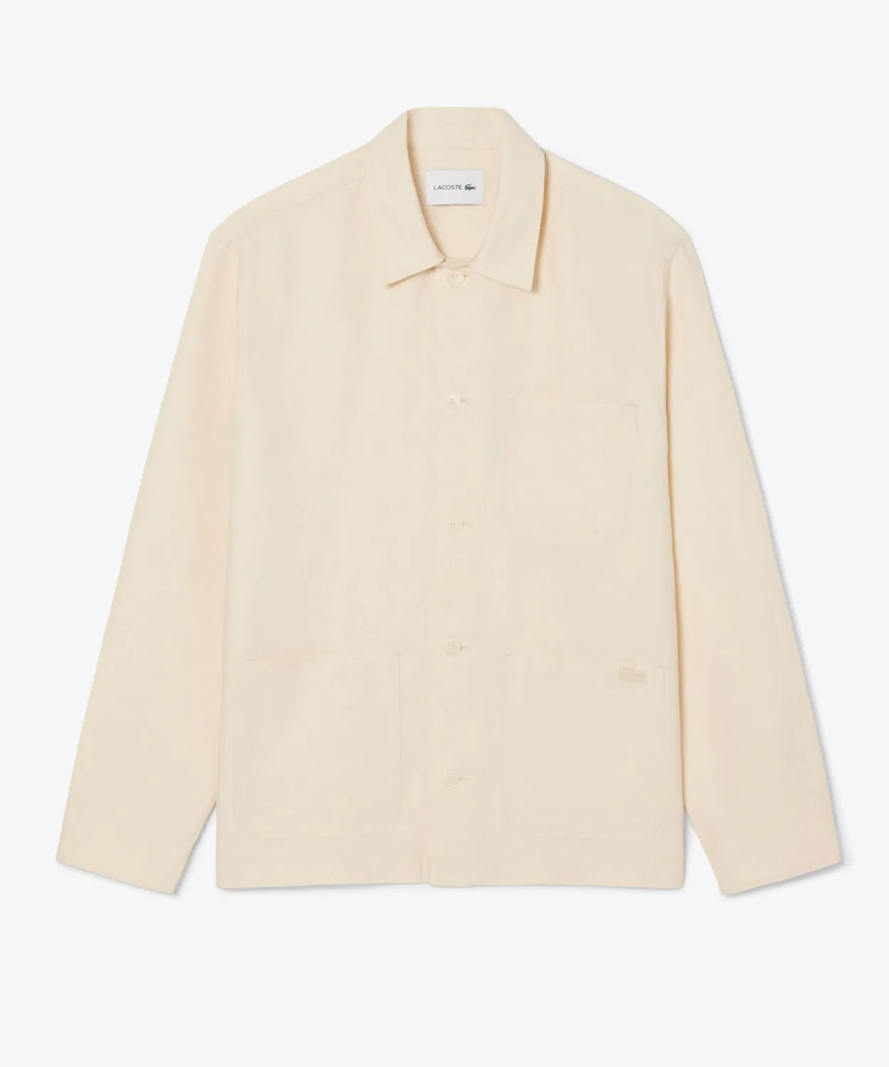 Мужская рубашка-оверсайз из льна с длинным рукавомLACOSTE, Off White