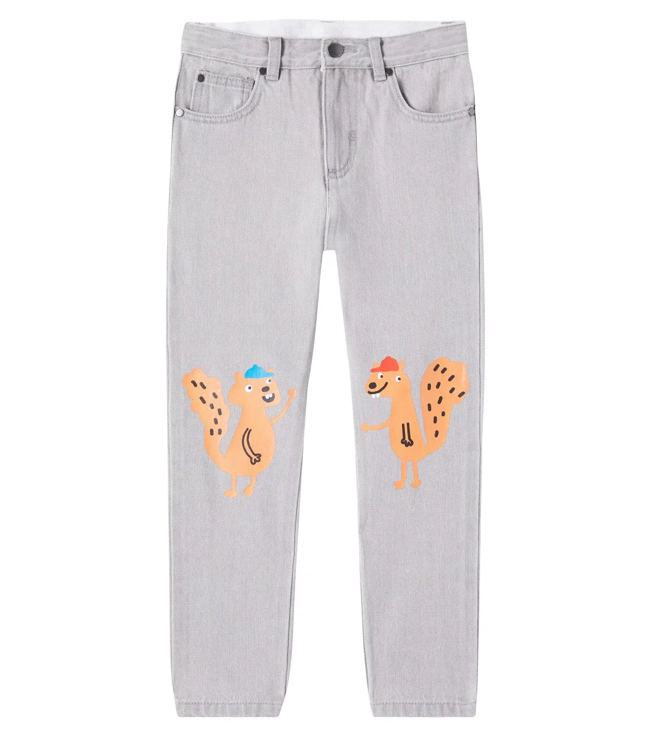Прямые джинсы с принтом Stella Mccartney Kids, серый