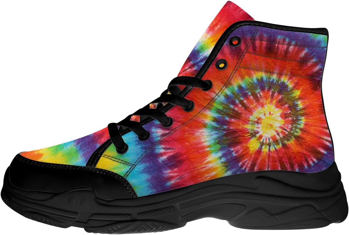 

Кроссовки Quorax для мужчин и женщин с высокой посадкой и эффектом тай-дай, на шнуровке, из хлопка, подарок для него и для нее, черный