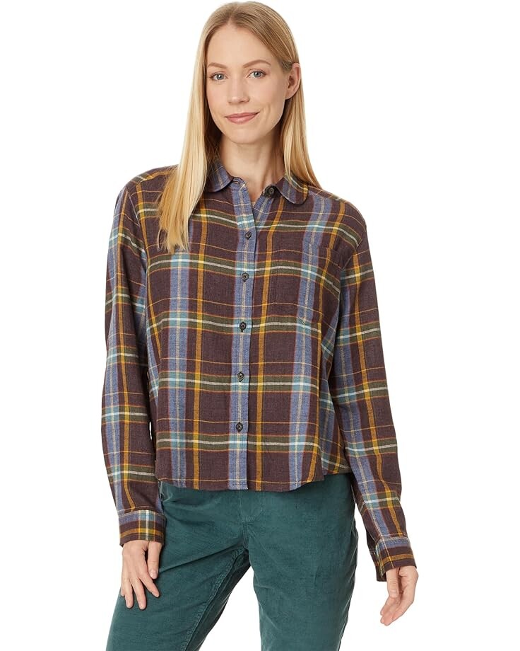 

Рубашка Toad&Co Re-Form Flannel Boxy Long Sleeve Shirt, цвет Carob Multi Windowpane