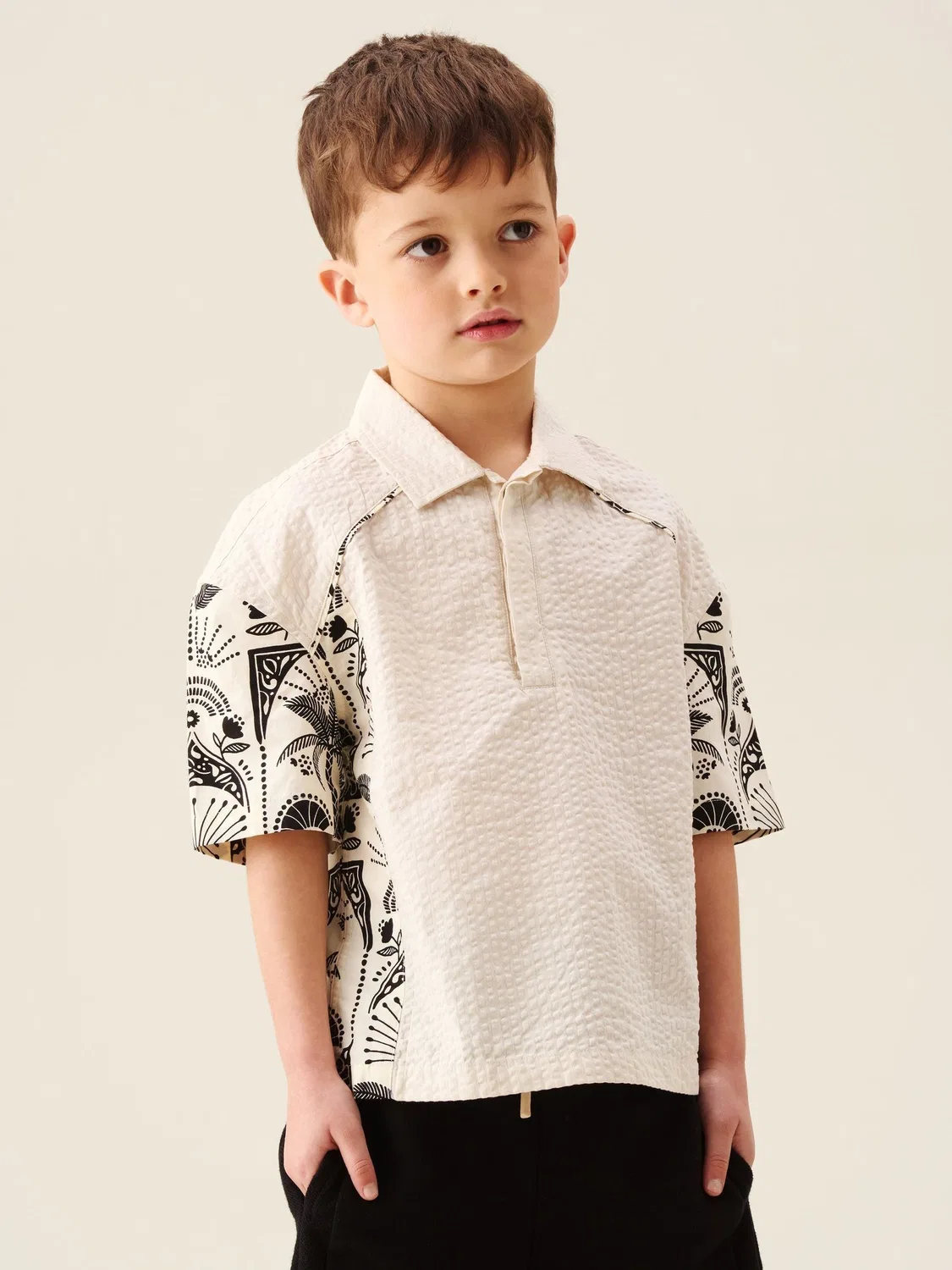 Рубашка с принтом пальм, Regan Cut And Sew Stripe Palm Angel & Rocket, кремовый