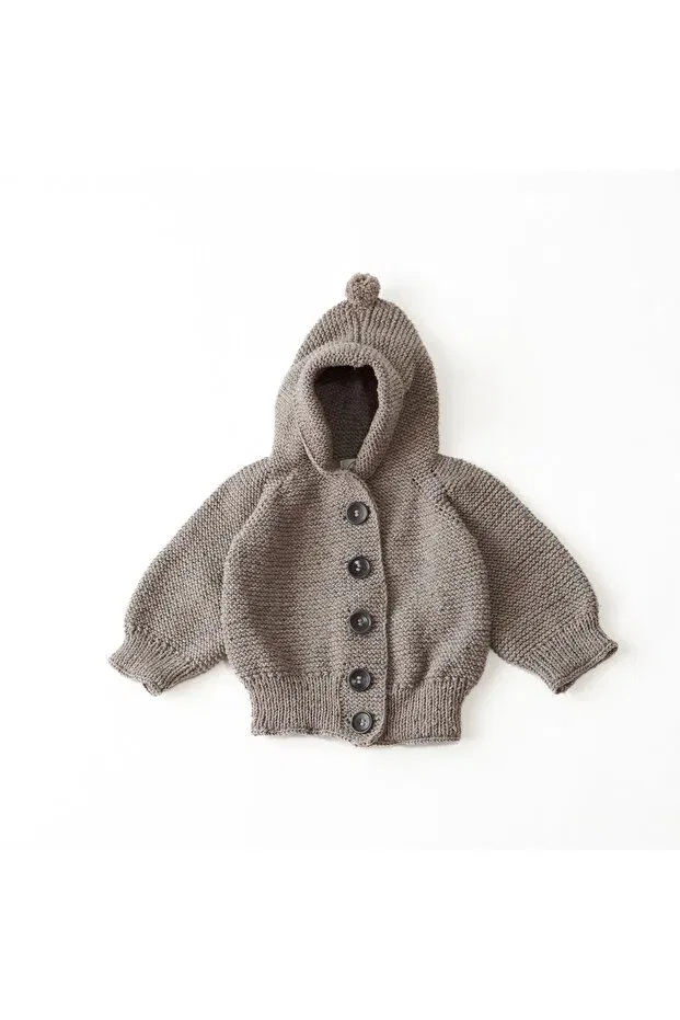 Детский кардиган с капюшоном Recycled wool cardigan Organik El Örgüleri, Brown