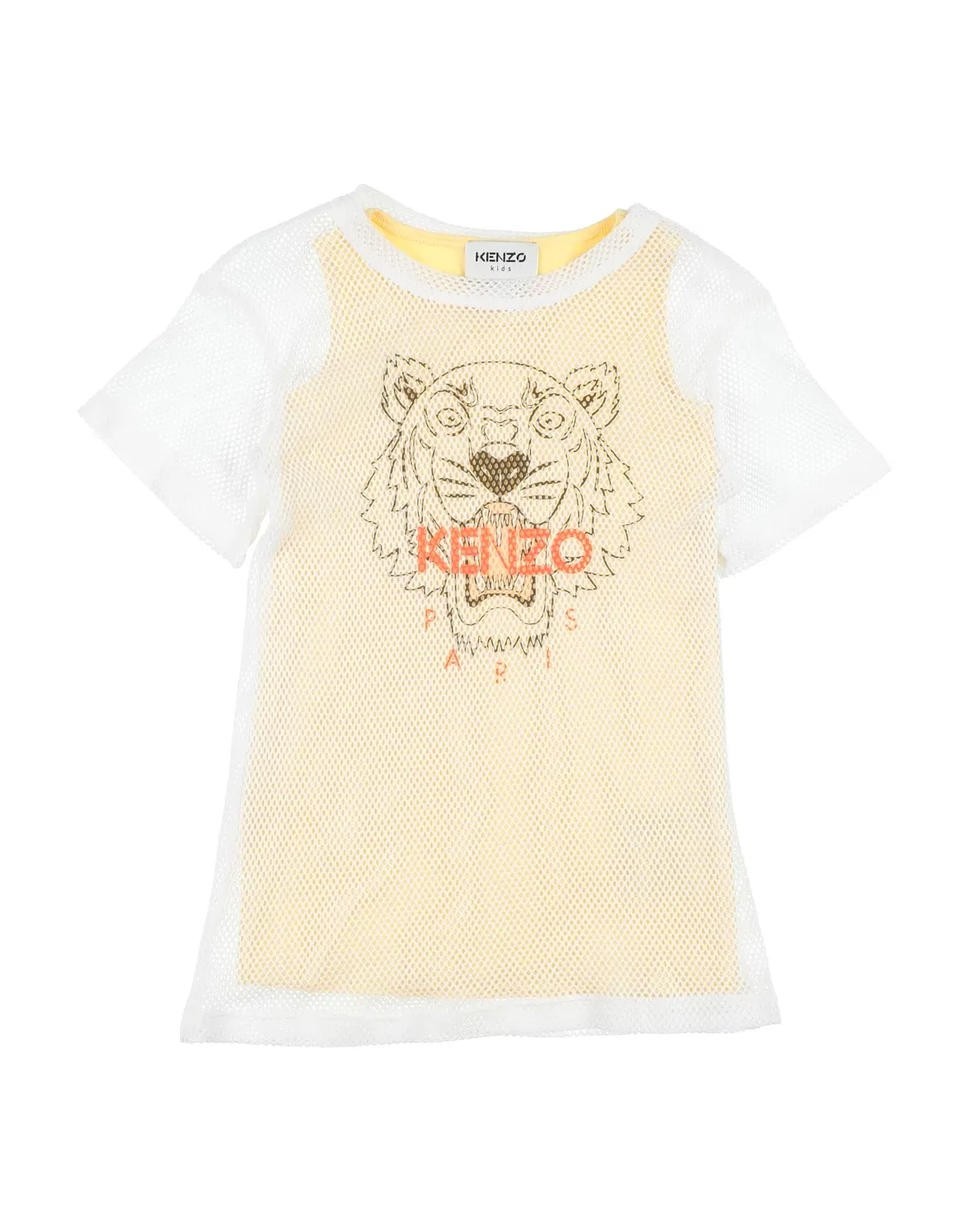 Детское платье для девочек из сетки с принтом Kenzo Kids, белый