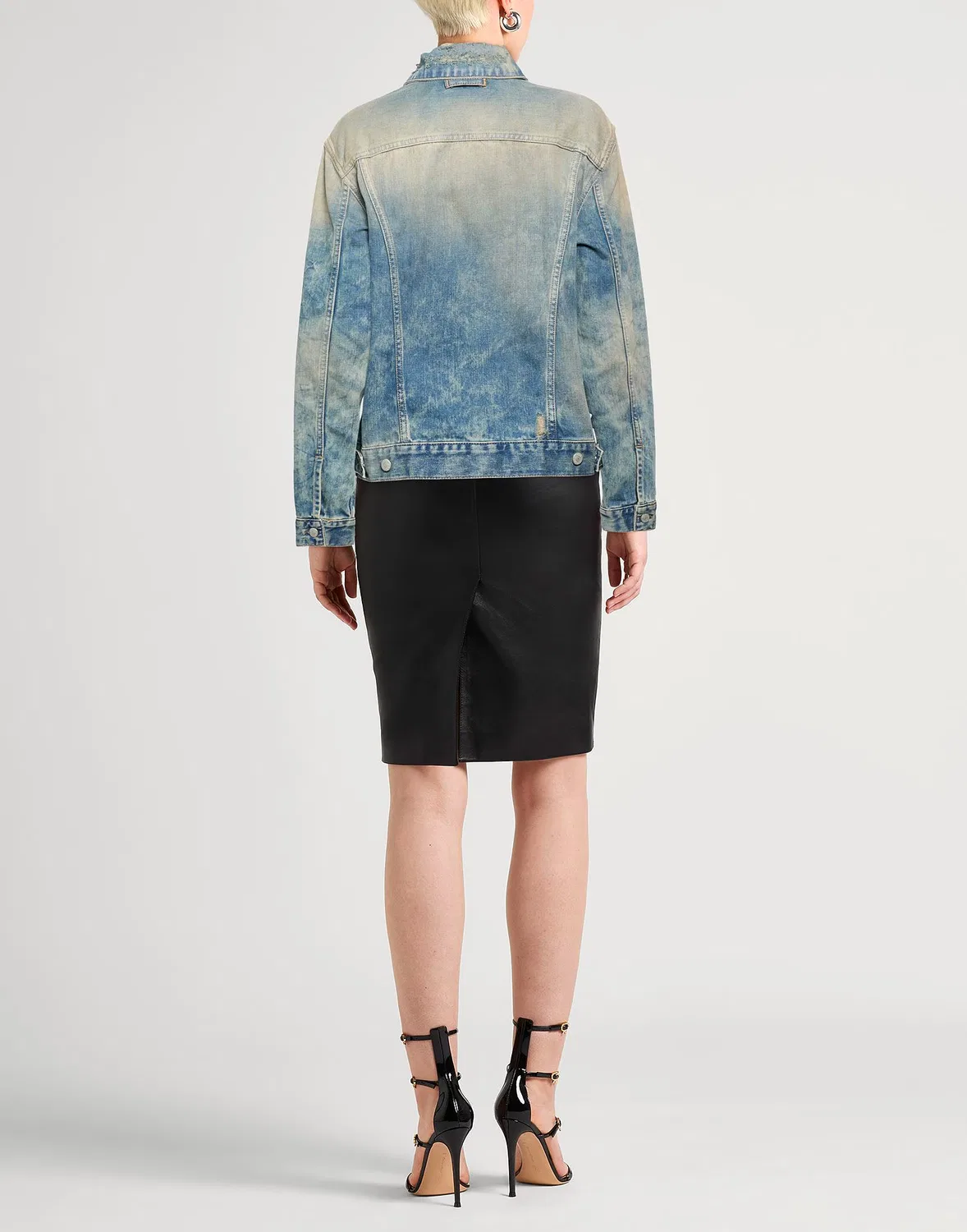 Женская джинсовая куртка с потертостями Acne Studios, синий — фото 3