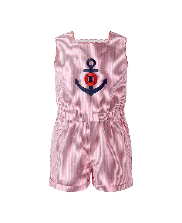 Детский комбинезон для девочек с вышивкой Anchor Embroidered Rachel Riley, красный