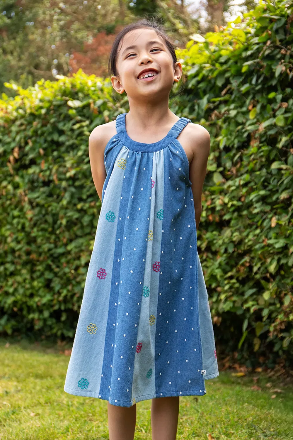 Детское платье-трапеция из денима Frugi, Blue — фото 2