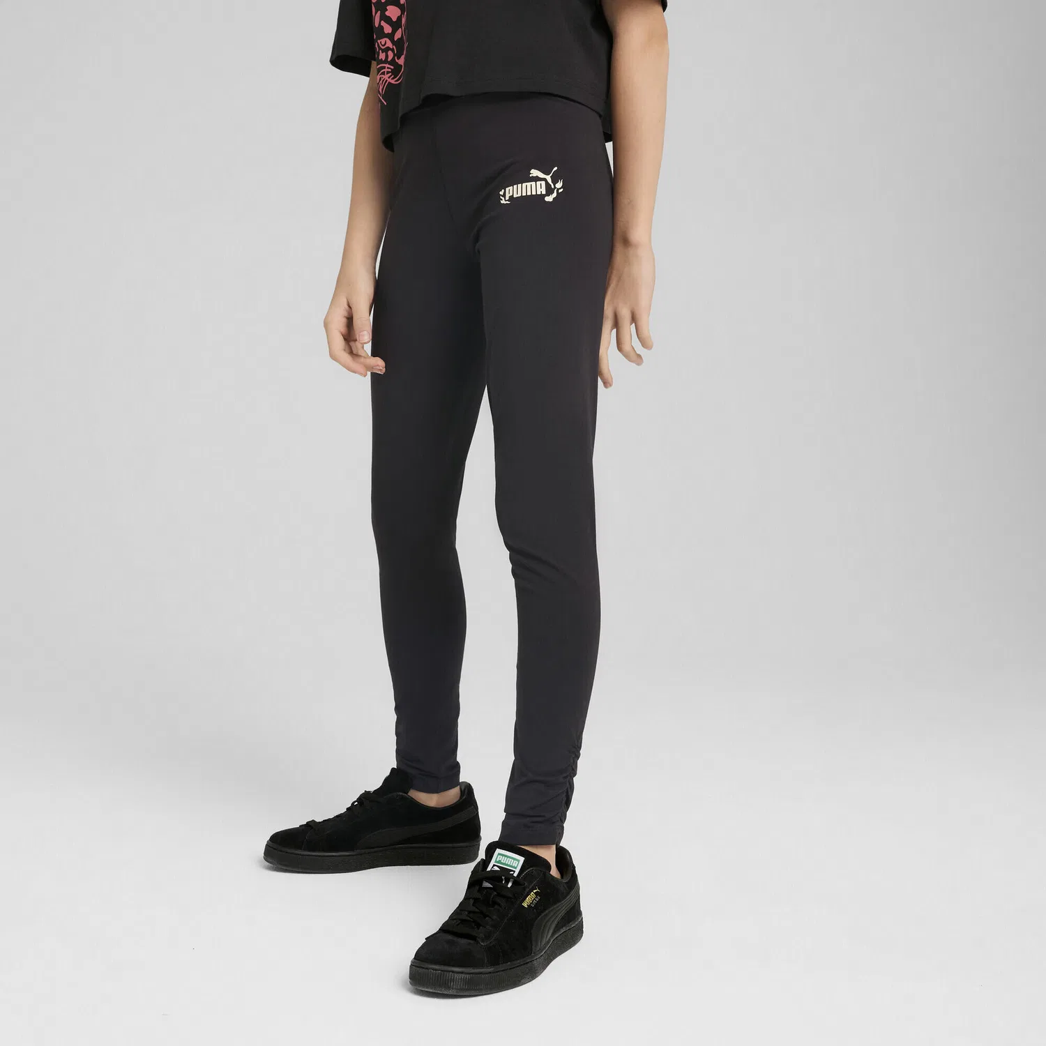 Детские леггинсы с принтом Flaming Love Puma, Schwarz — фото 2