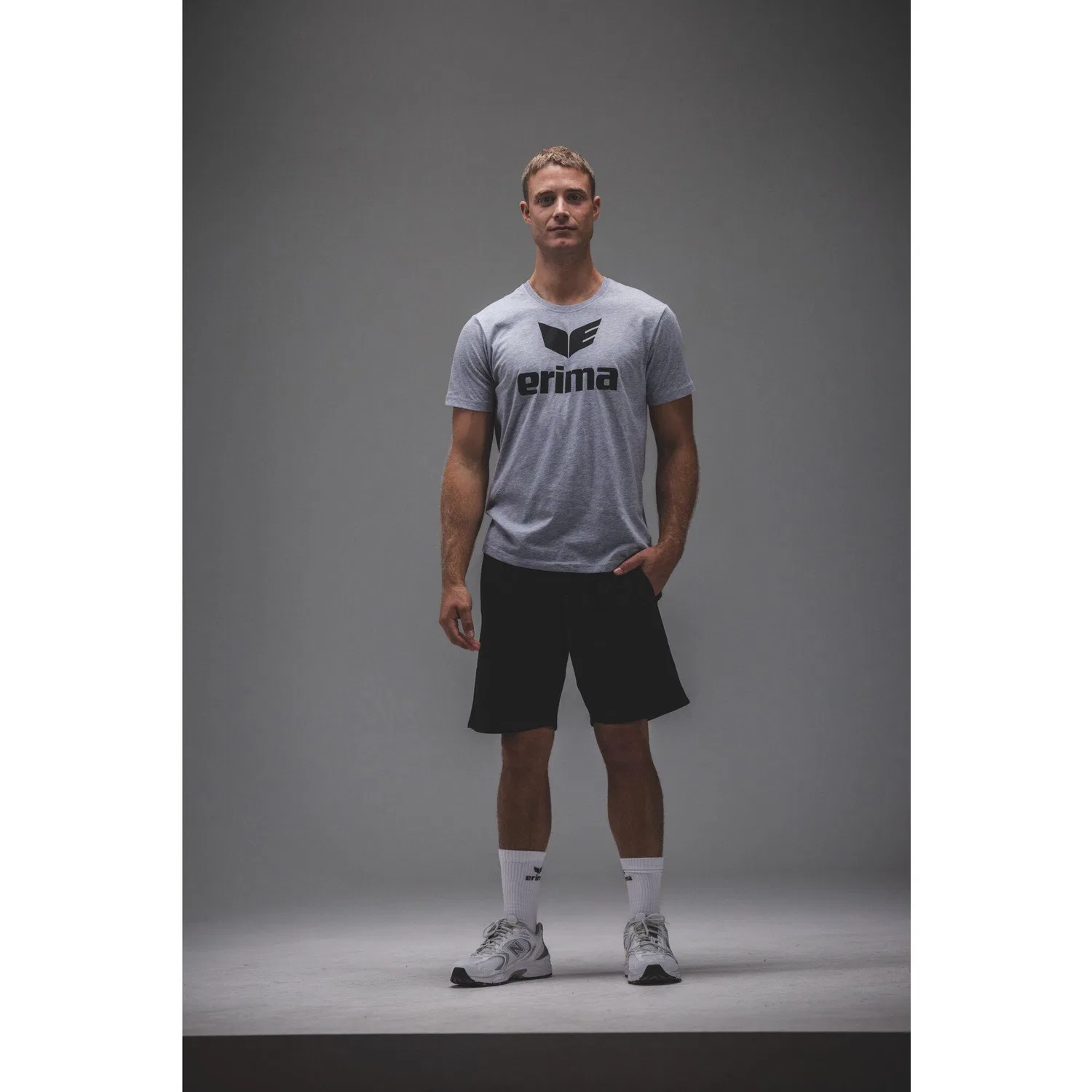 Детская хлопковая футболка Erima Promo T-Shirt, 55Protec, Grau Hellgrau