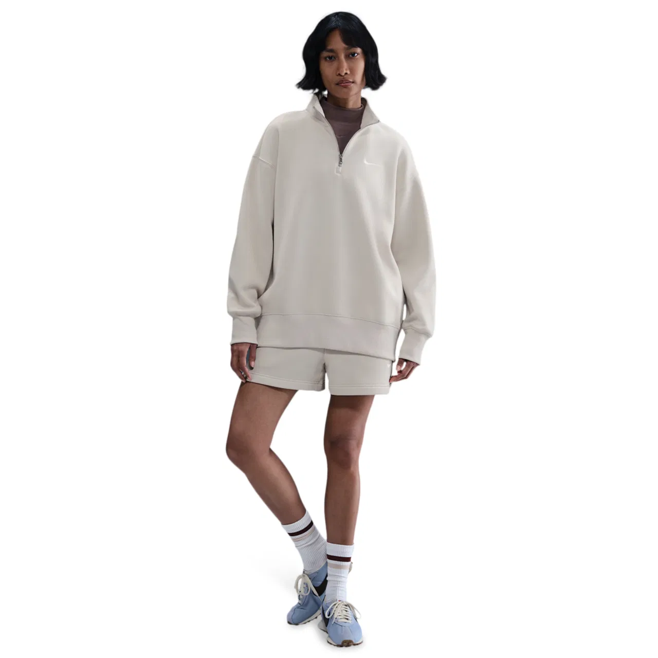 Женское худи Nike NSW Phoenix Fleece Oversized Long Quarter-Zip, цвет Lt Orewood Brown/Sail — фото 3