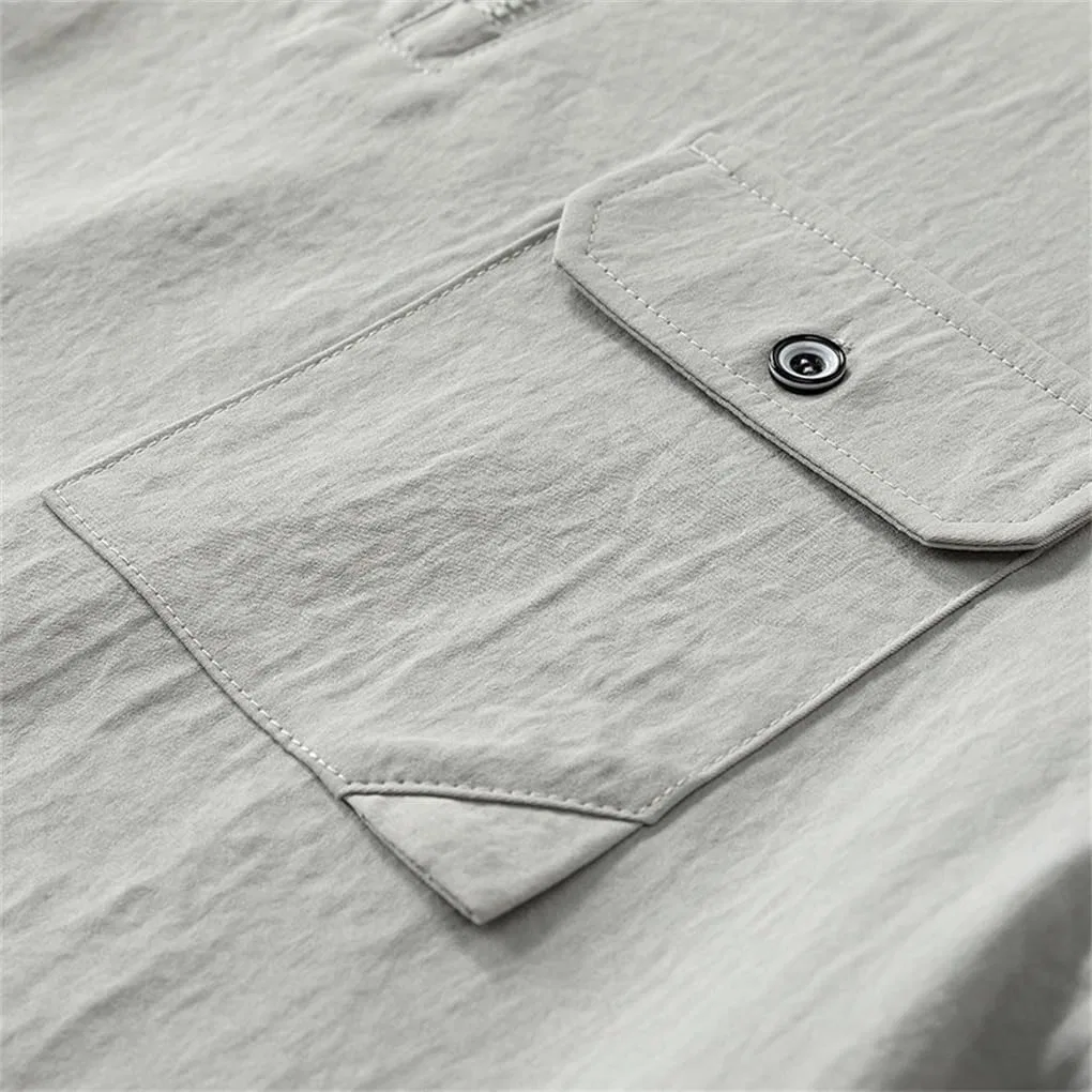 Мужская повседневная футболка поло с коротким рукавом, Light Gray — фото 4