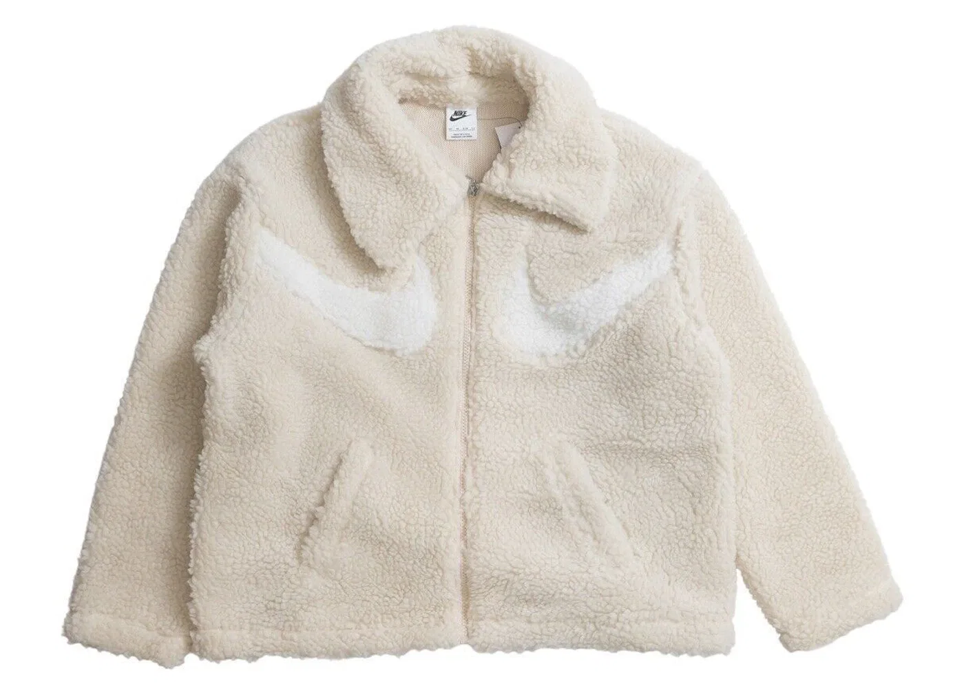 Женская куртка из флиса с принтом Nike Swoosh Full-Zip Sherpa Beige/White