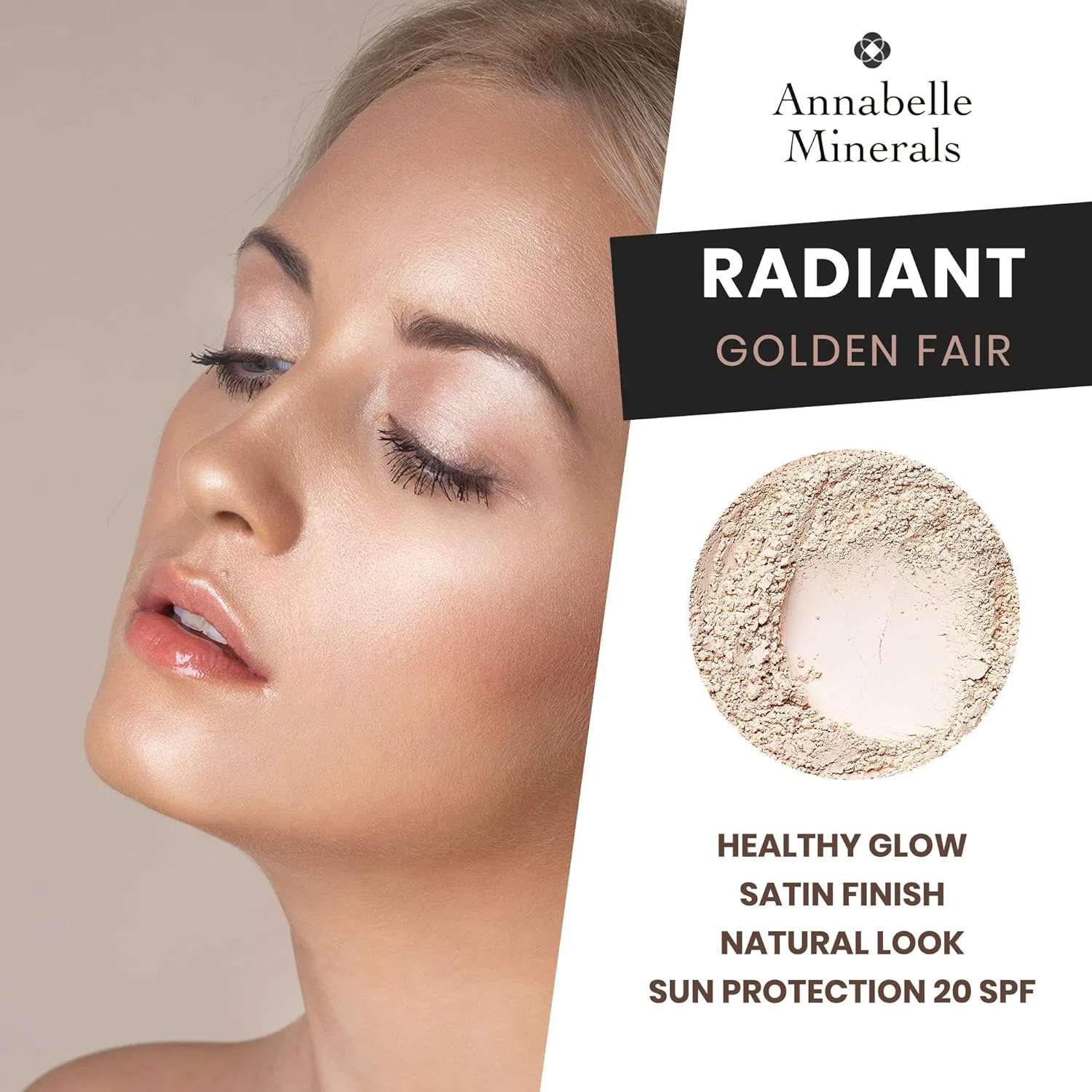 Минеральная основа Radiant Mineral Foundation с SPF20, Annabelle Minerals, 10g, Golden Fair — фото 2