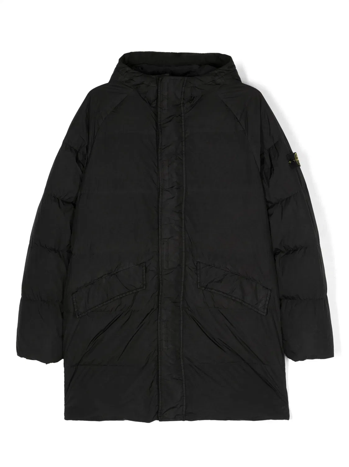 Пуховик с компасом Stone Island, черный