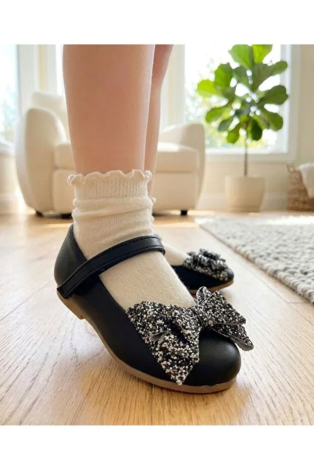 Детские балетки для девочек с ортопедической стелькой Surpie Shoes, Black — фото 3