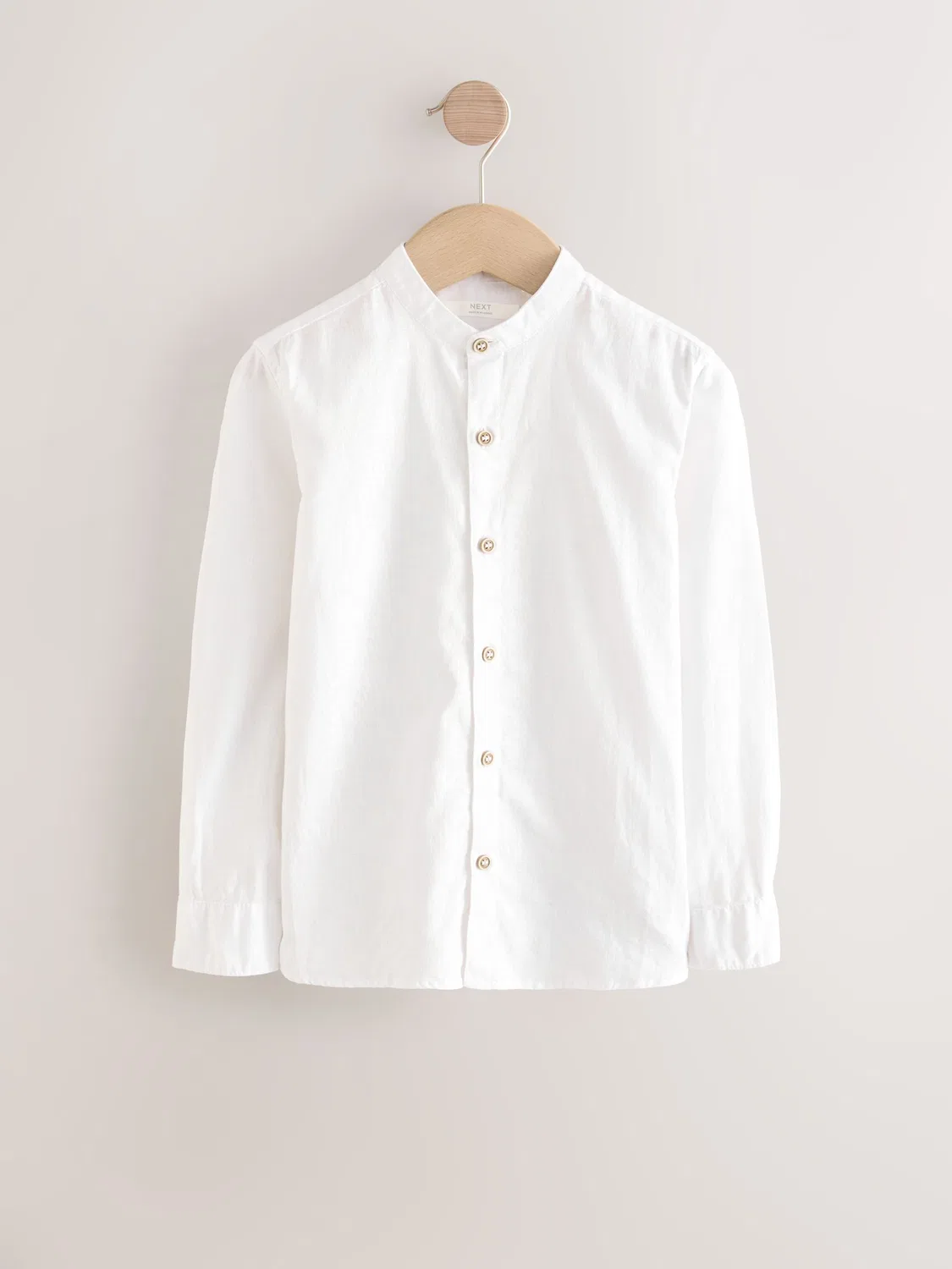 Рубашка с воротником гранд, модель Grandad Collar Next, кремовый