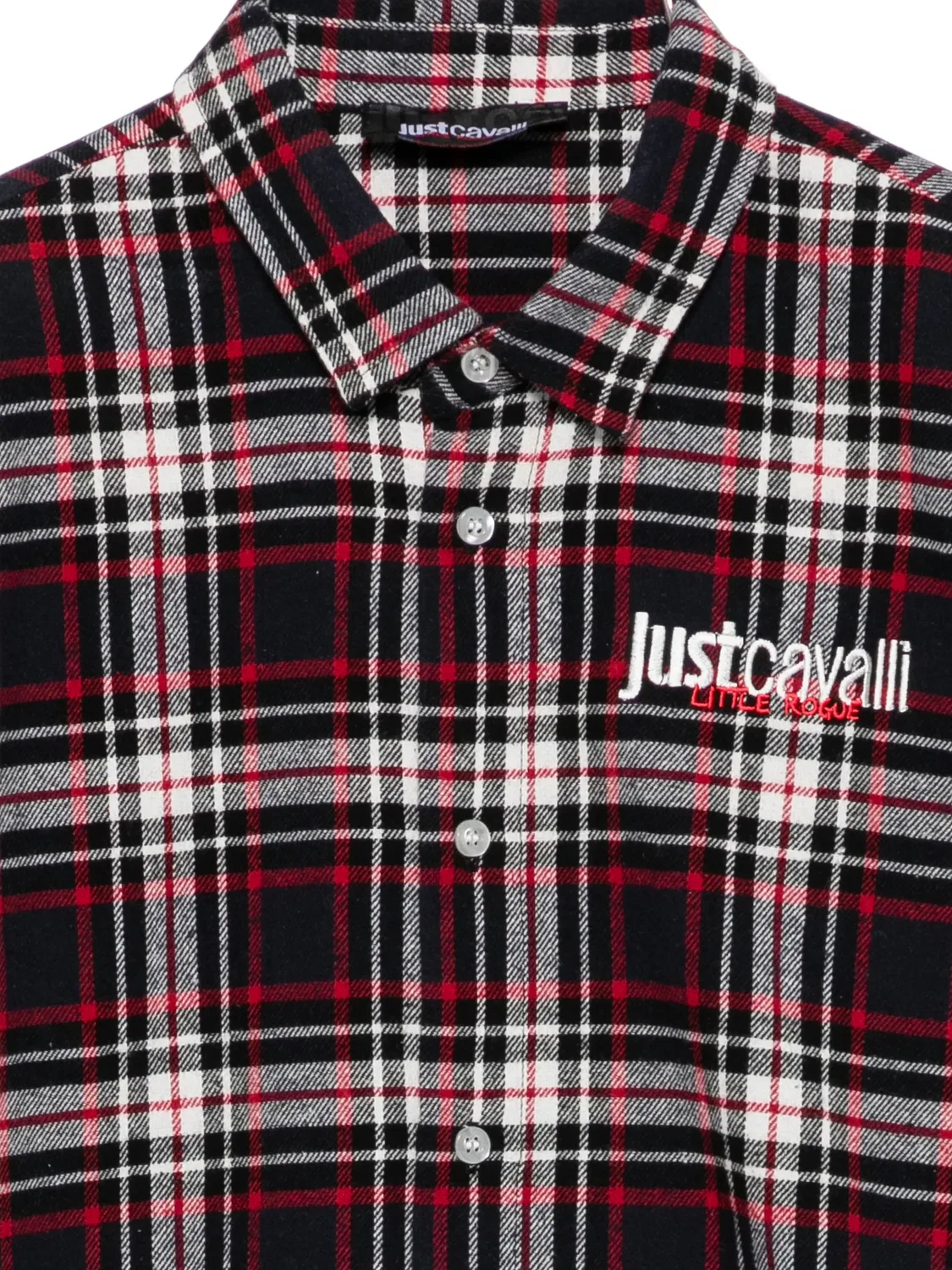 Клетчатая рубашка с вышитым логотипом Roberto Cavalli Junior, черный — фото 3