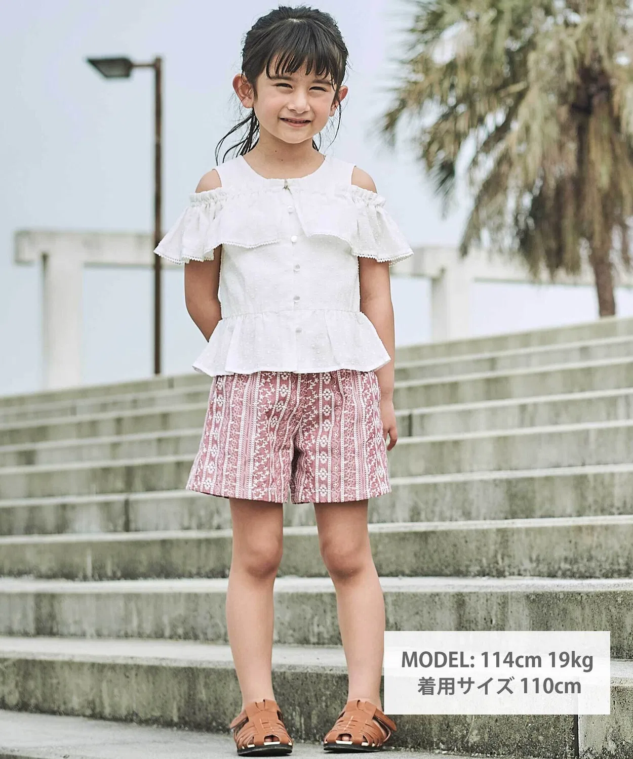 Детские шорты с кружевной вышивкой в полоску Chambray BeBe, Red — фото 2