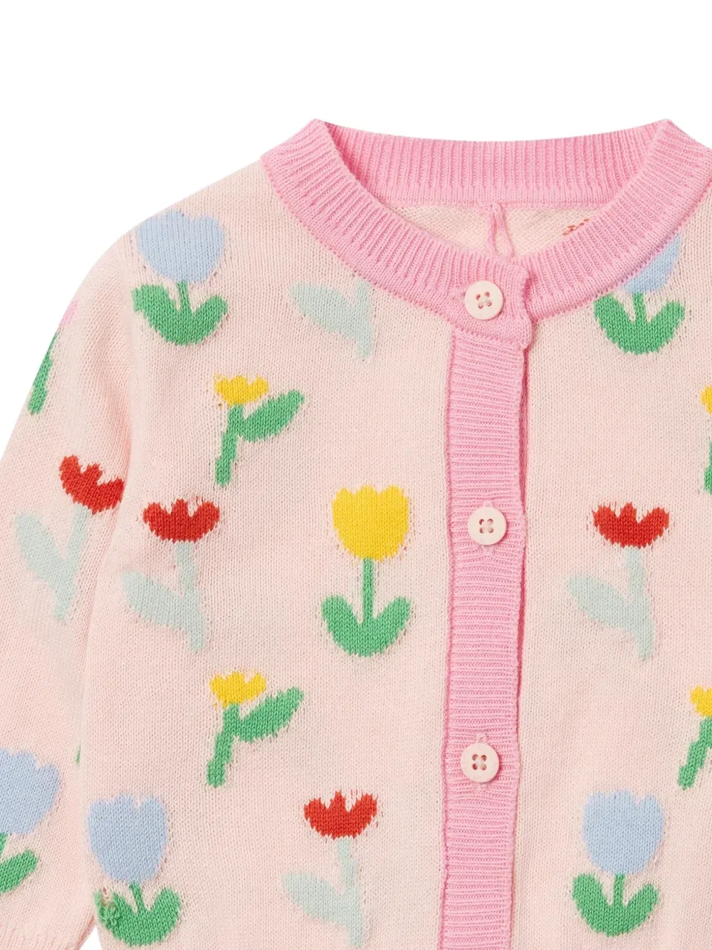 Кардиган с цветочным интарсионным узором Stella McCartney Kids, розовый — фото 3