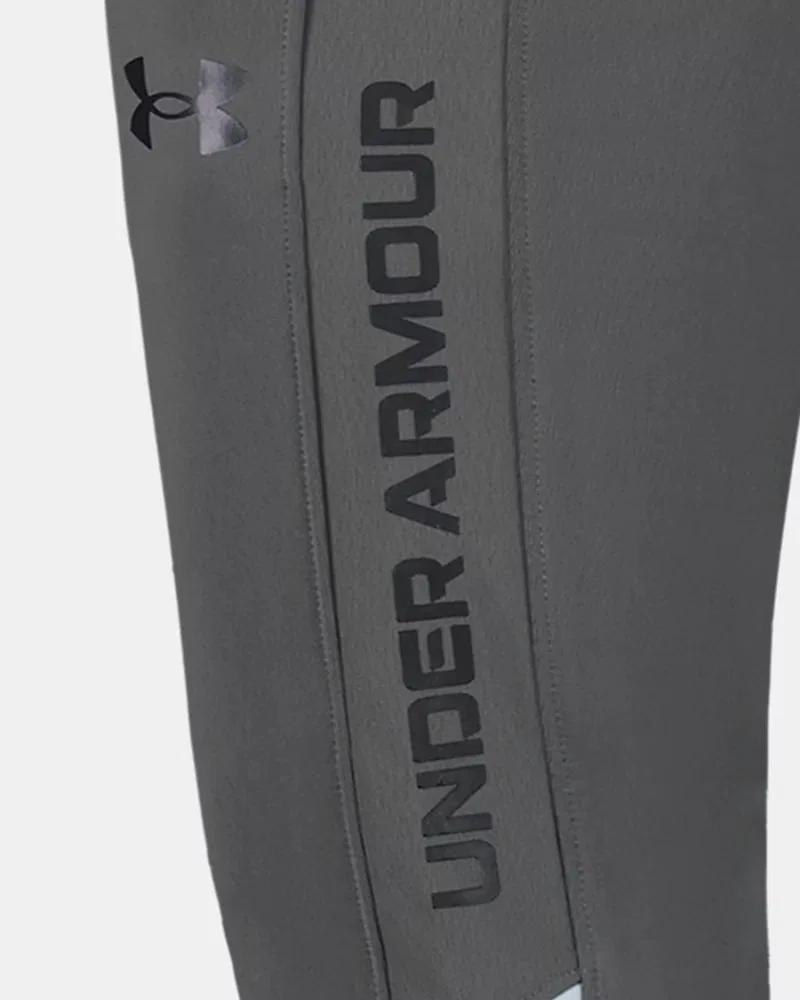 Детские штаны для мальчиков с теплой подкладкой и зауженным кроем Brawler 3.0 UnderArmour, Castlerock/Black — фото 2