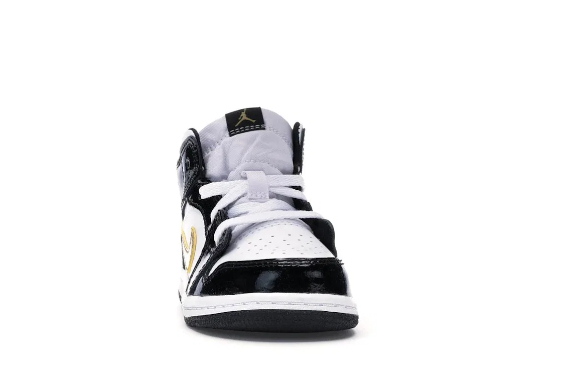 Детские кроссовки Lifestyle с высоким берцем Jordan 1 Mid Jordan, Black/White-Metallic Gold — фото 2