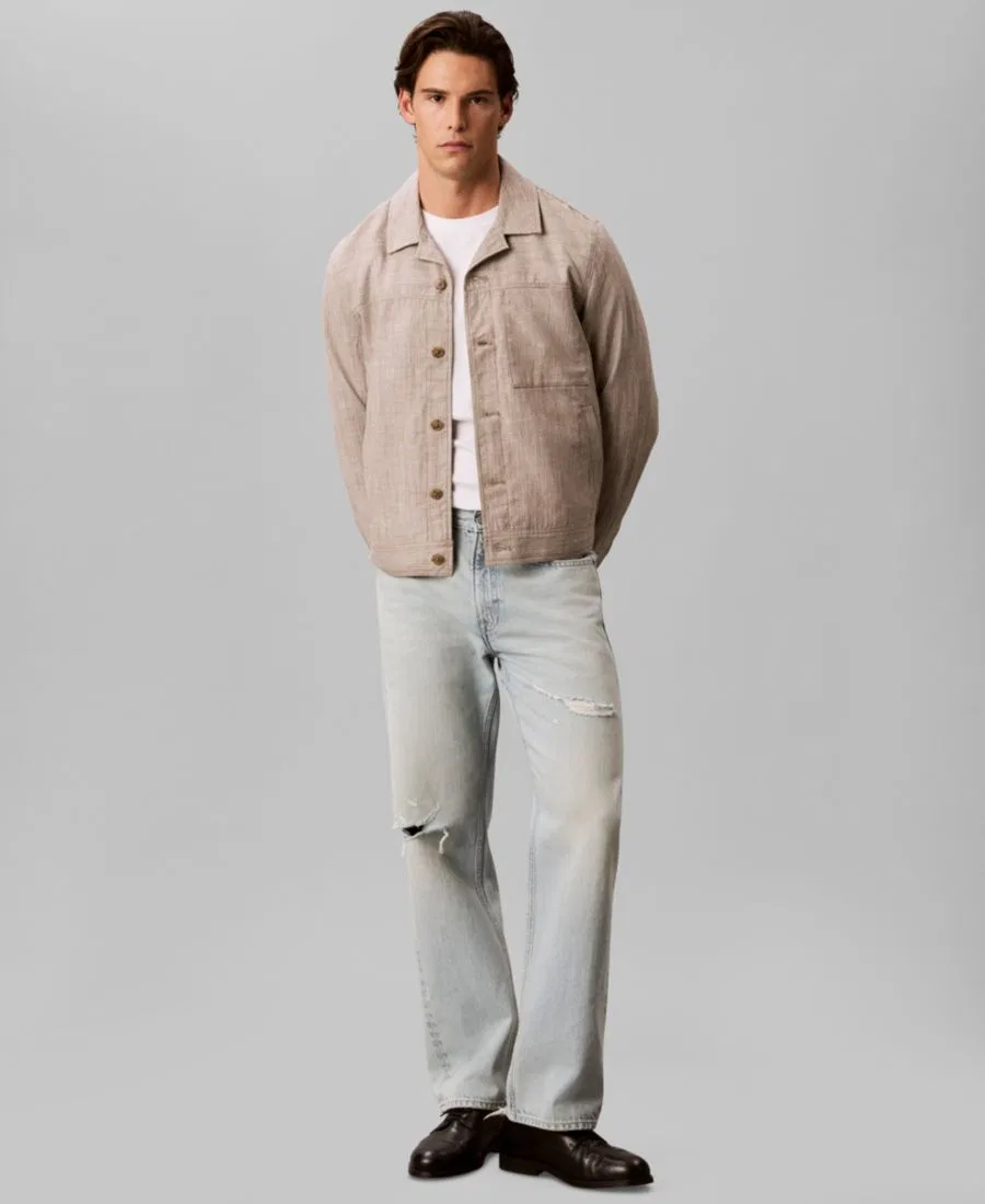 Мужская куртка-рубашка из смесового льна Camp Collar Calvin Klein, Roasted Cashew — фото 2