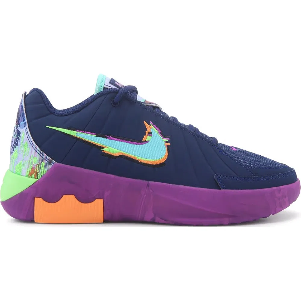 Детские баскетбольные кроссовки Lebron Witness VII Nike, Black/Purple/Green — фото 2