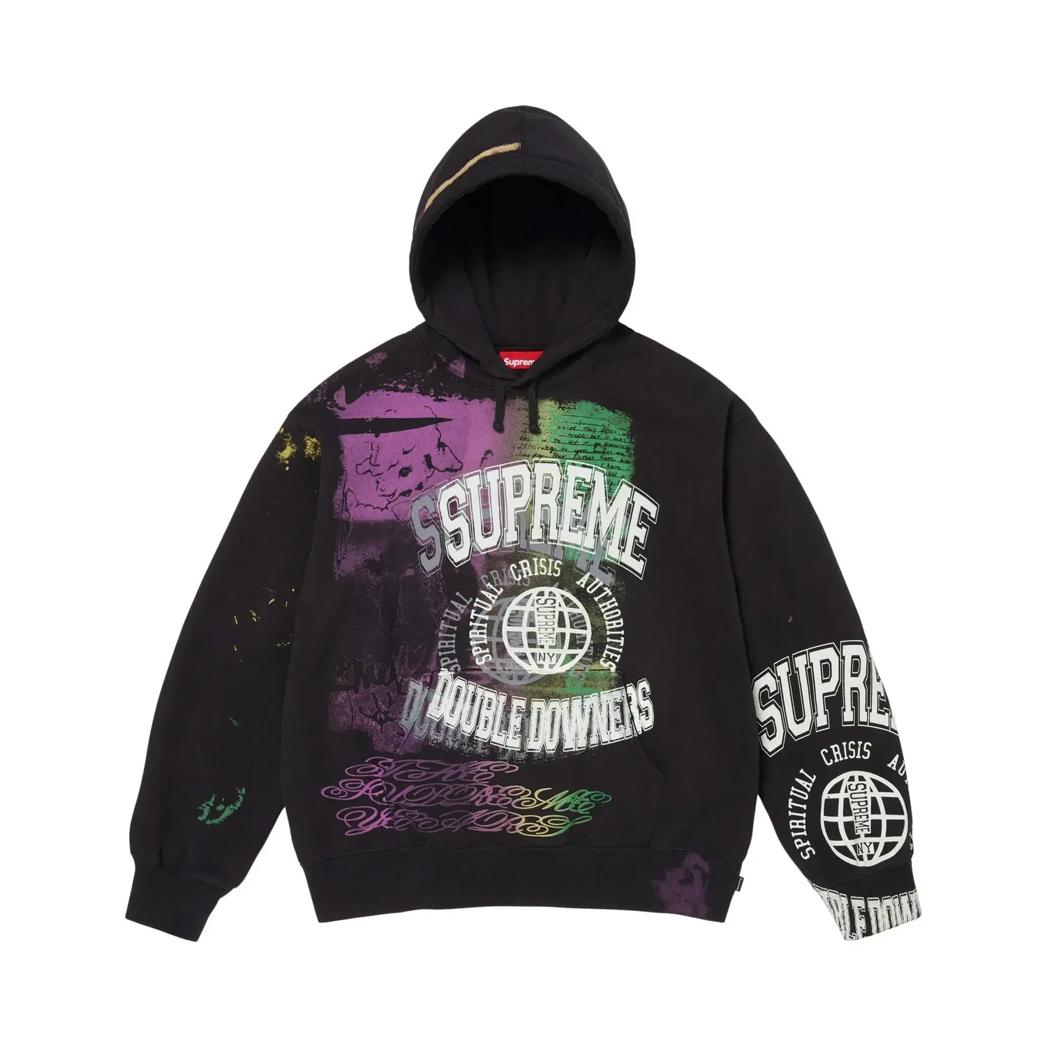 Толстовка Supreme с капюшоном и принтом, черный