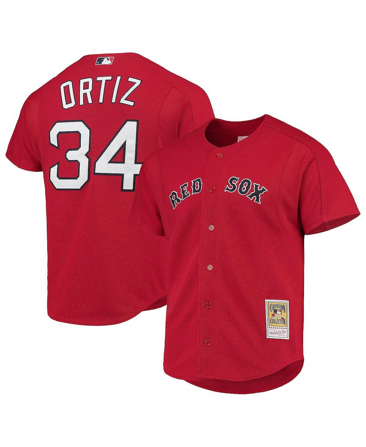 

Мужская футболка david ortiz red boston red sox cooperstown collection mesh batting practice jersey Mitchell & Ness, красный