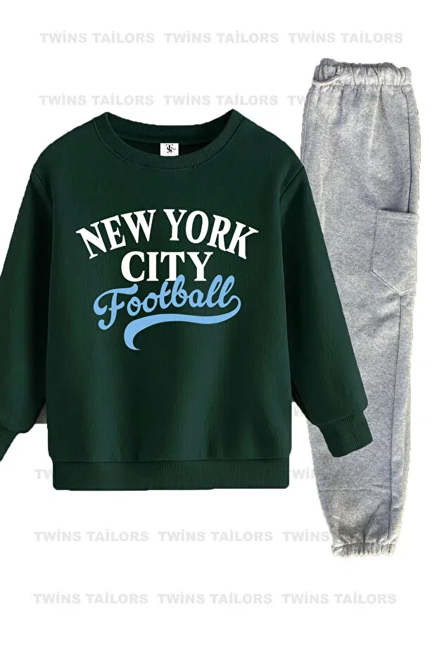 Детский спортивный костюм с принтом Brooklyn Football Inner Lined Twins Tailors, Зеленый — фото 2