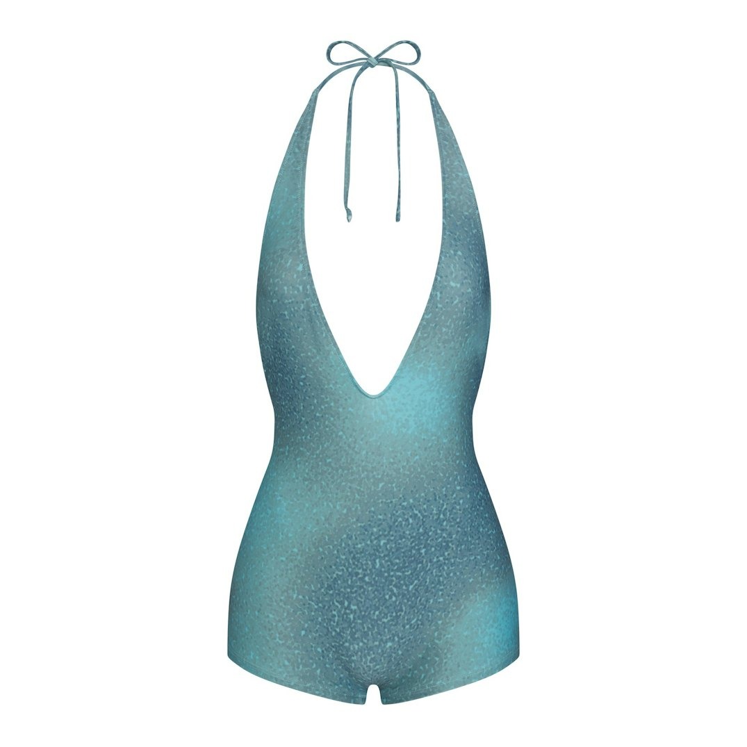 

Купальник SKIMS Signature Swim Plunge Shortie, бирюзовый