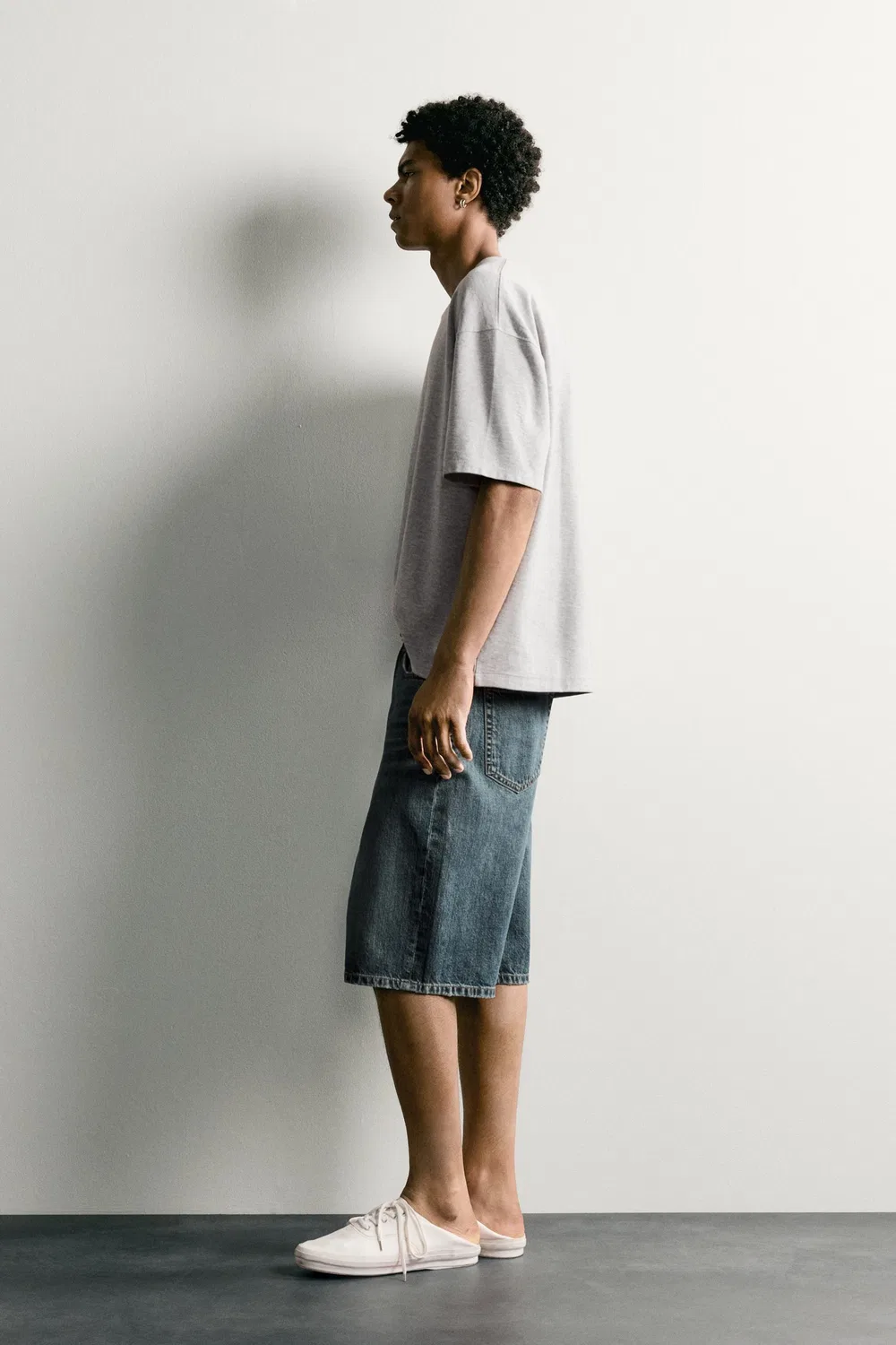 Футболка свободного кроя с декоративными швами. ZARA, Grey marl — фото 4