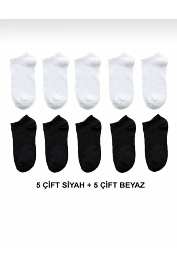 Детский комплект носочков из хлопка с органическим хлопком Unisex 10 pairs koton economical black + white color booties socks Generic Brands, Black And White