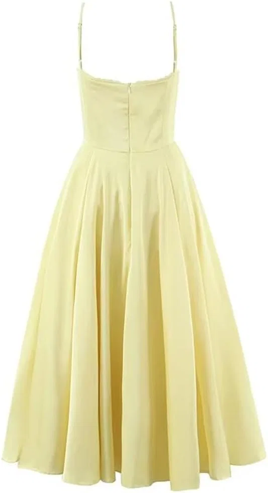 Женское вечернее платье-бальное с корсетом Satin Ball Gown, Yellow — фото 2