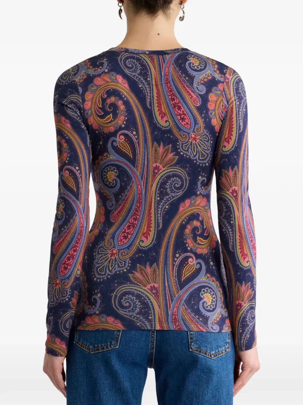 Свитер из джерси с узором пейсли Etro, синий — фото 3