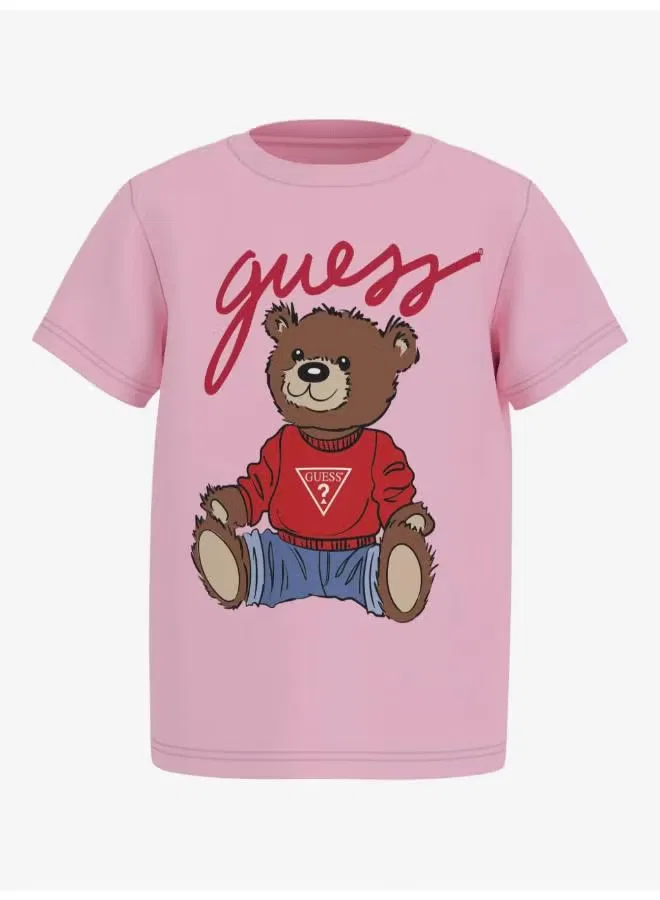 Топ с пайетками и рюшами на плечах Guess, розовый — фото 2