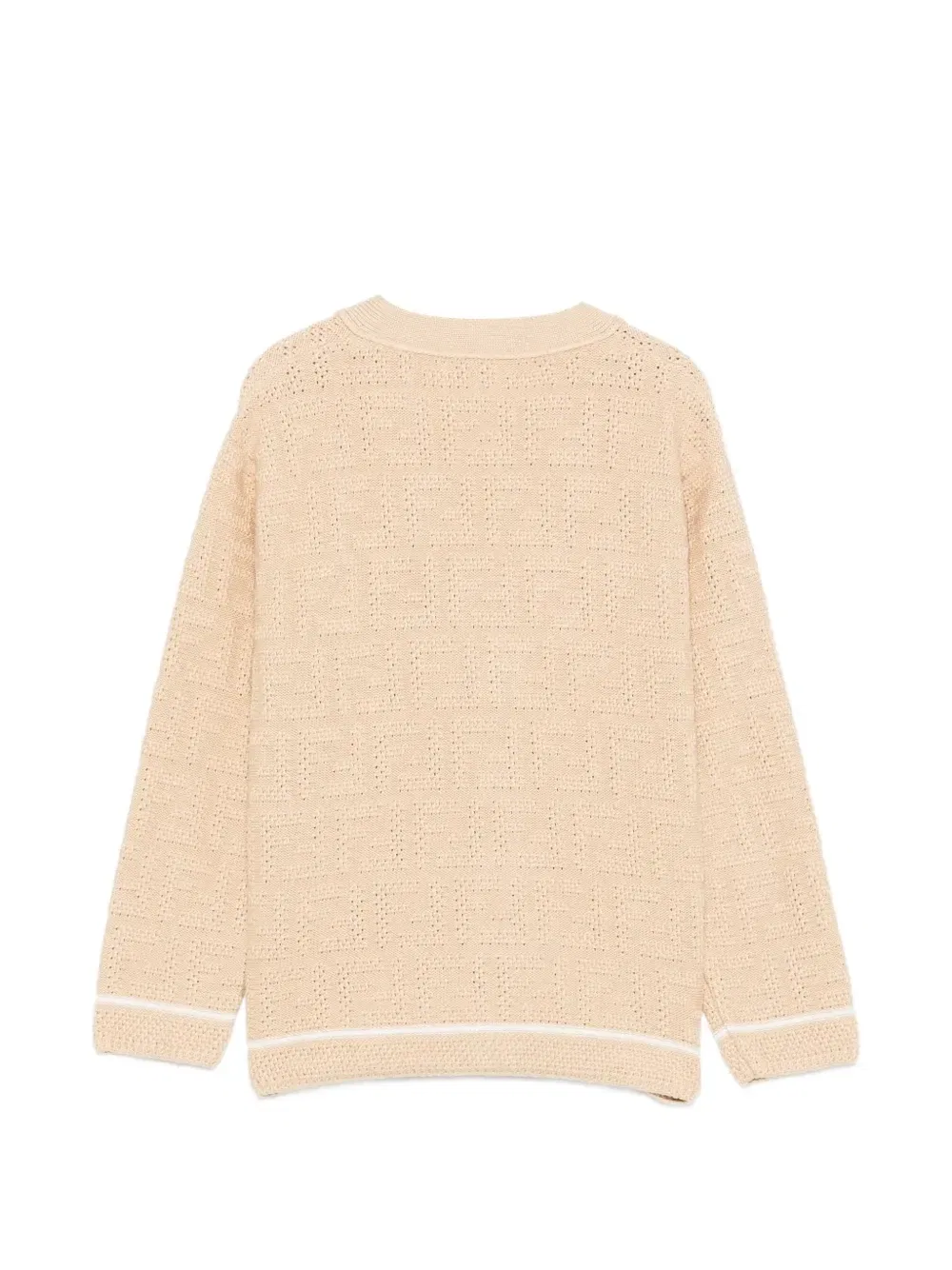 Кардиган из ажурной вязки с логотипом FF Fendi Kids, бежевый — фото 2