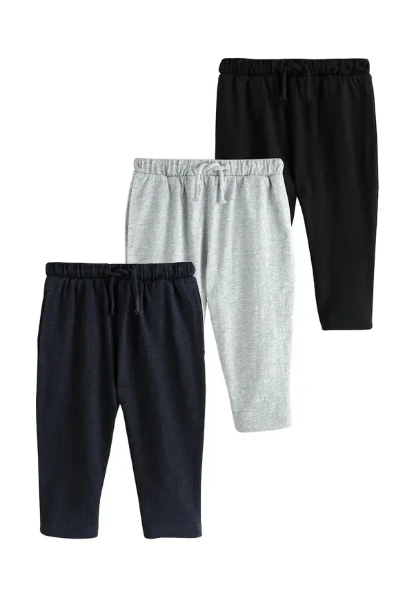 Спортивные брюки 3 шт, хлопок, Regular fit - lightweight joggers 3 pack, Next, Navy Blue, Grey, черный/темно-синий/серый