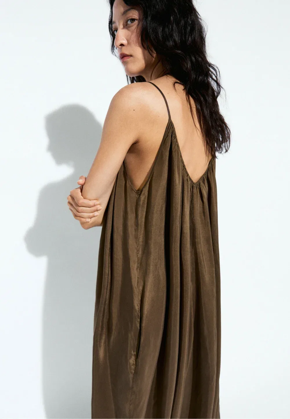 Струящийся комбинезон саруэль - комбинезон Massimo Dutti, Dark Brown — фото 4
