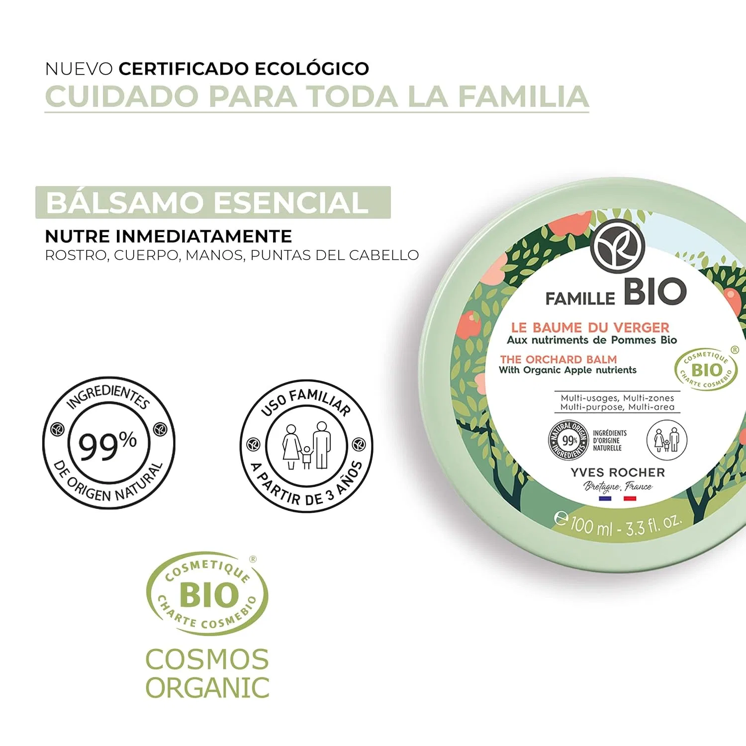 Бальзам для тела и лица Organic Apple Active, Yves Rocher, 100 мл — фото 2