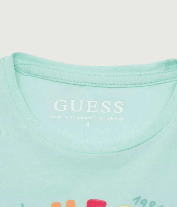 Детская футболка для девочек хлопковая Regular Fit T-Shirt Guess, Menta — фото 4