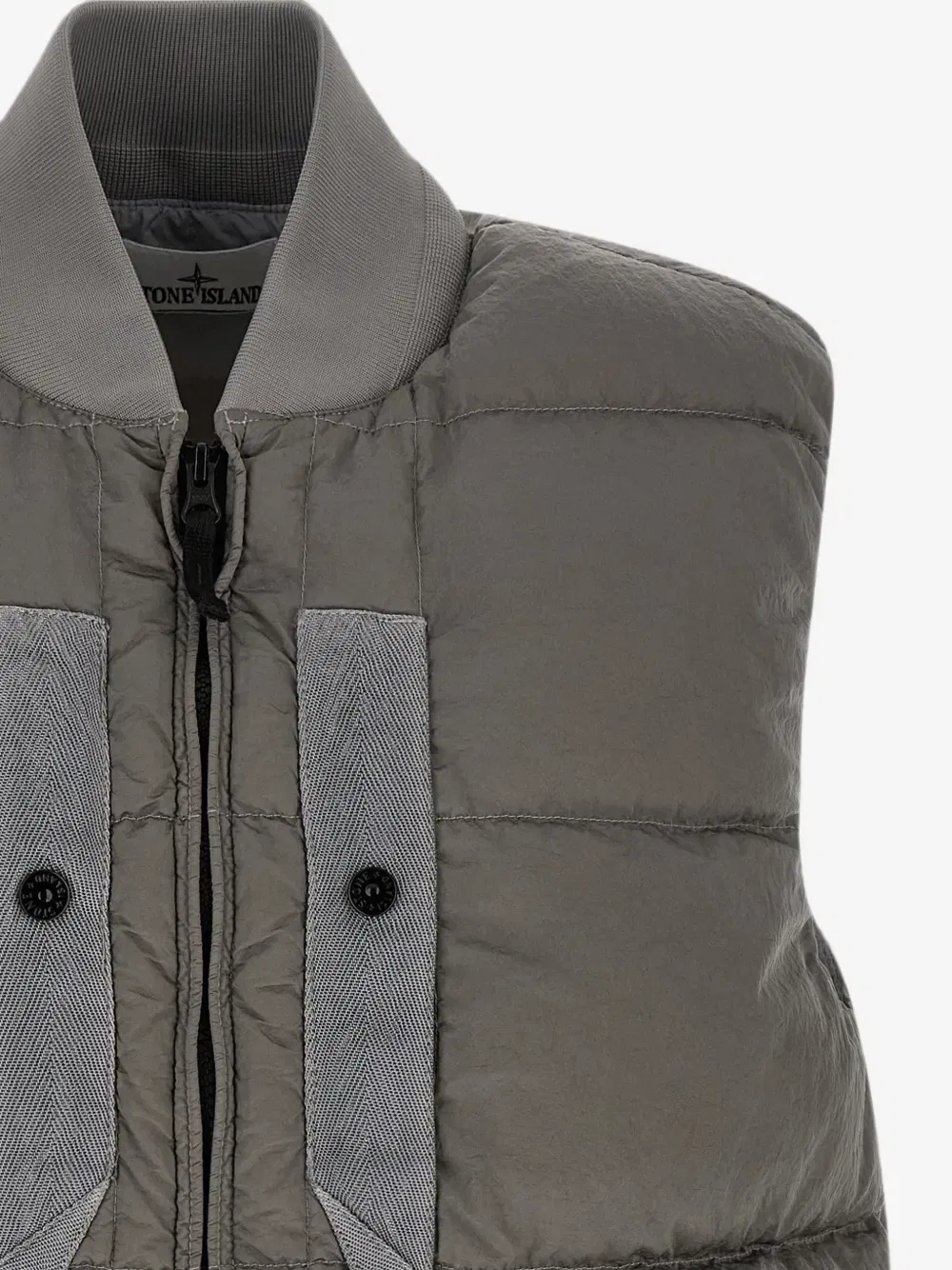 Стеганый жилет с жатым эффектом Stone Island, серый — фото 3