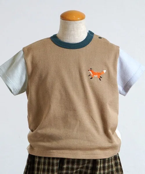 Детская футболка с коротким рукавом с принтом Fox Waffle Color Hoppetta, Brown