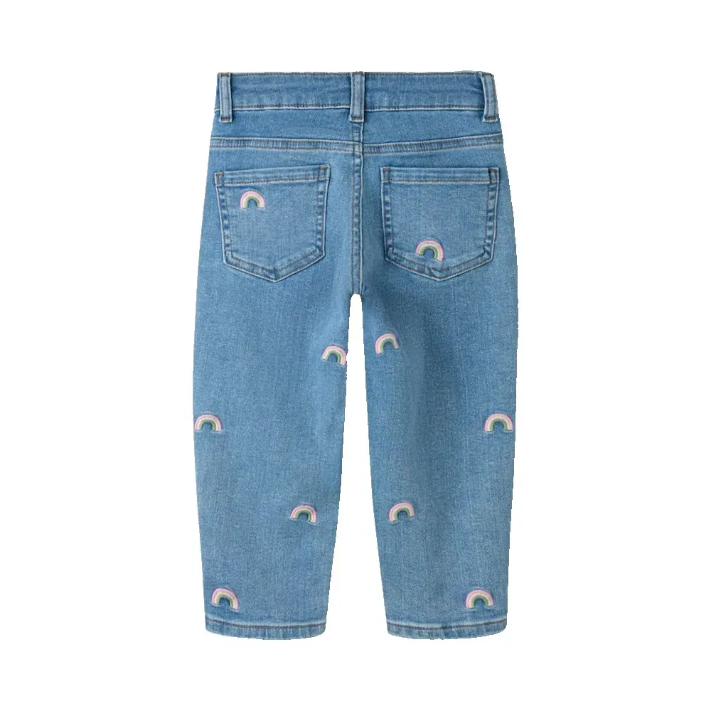 Детские джинсы для девочек с mom fit Bella Mom Emb Name it, Blue — фото 2