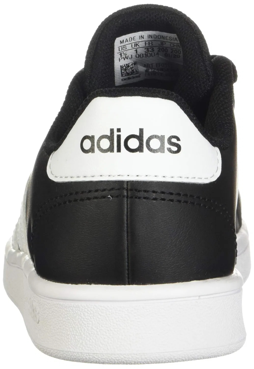 Детские кроссовки для мальчиков с широкой колодкой Grand Court Adidas, Black White And White — фото 3