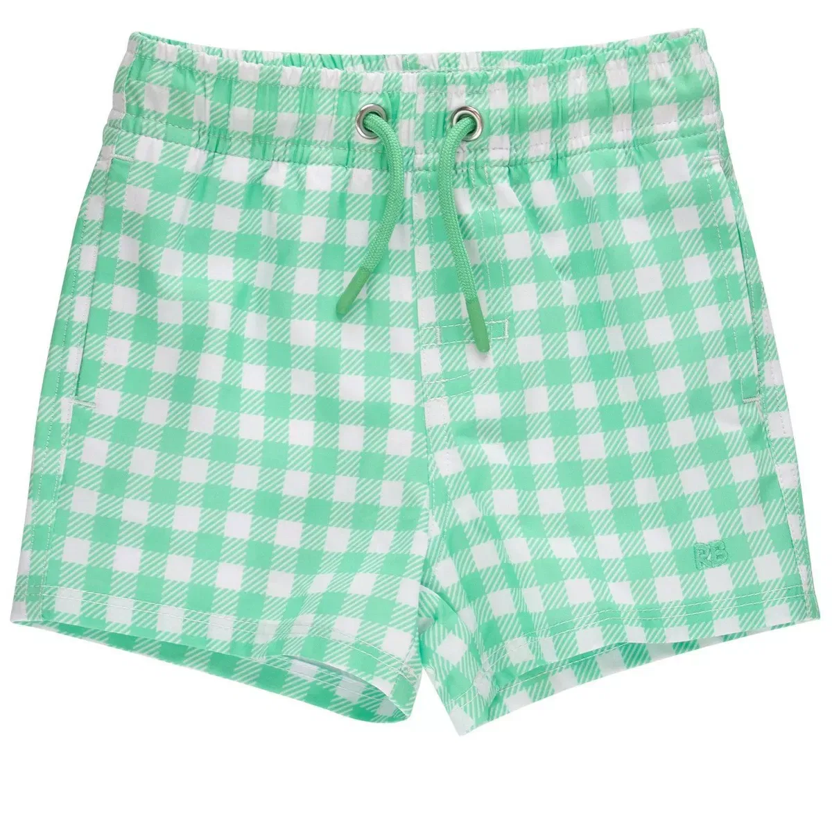 Детские плавки из стрейч-гингема с принтом RuggedButts, Spring Green Gingham