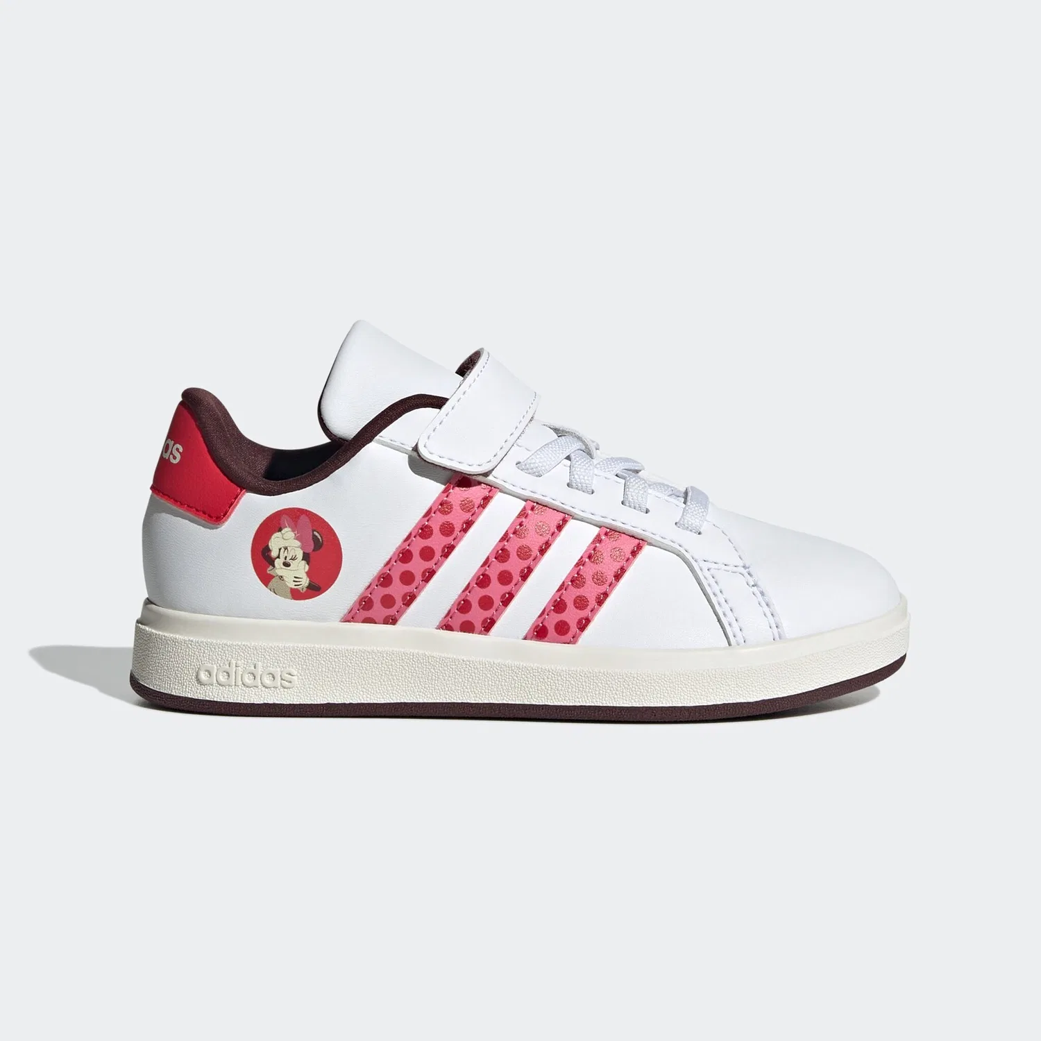 Детские кроссовки с дизайном Minnie Mouse Adidas Sportswear, Cloud White/Pink Fusion/Pure Ruby — фото 2