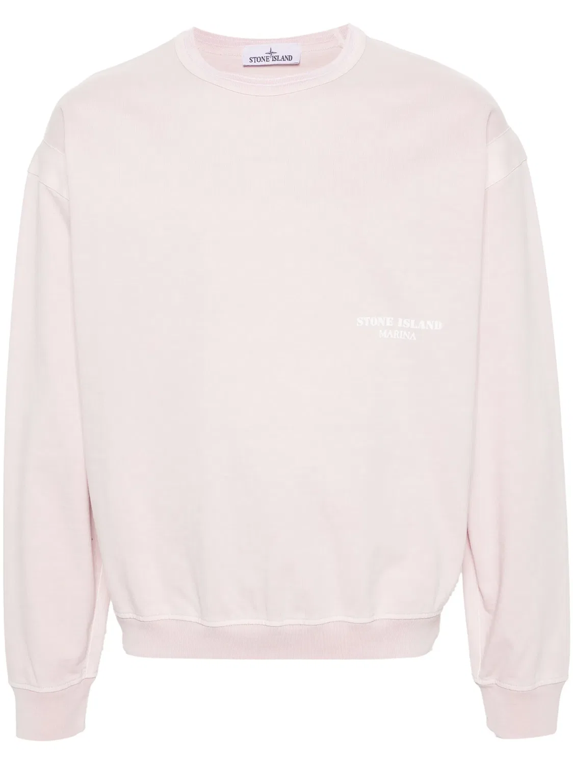 Пуховик с логотипом из хлопка Stone Island, розовый