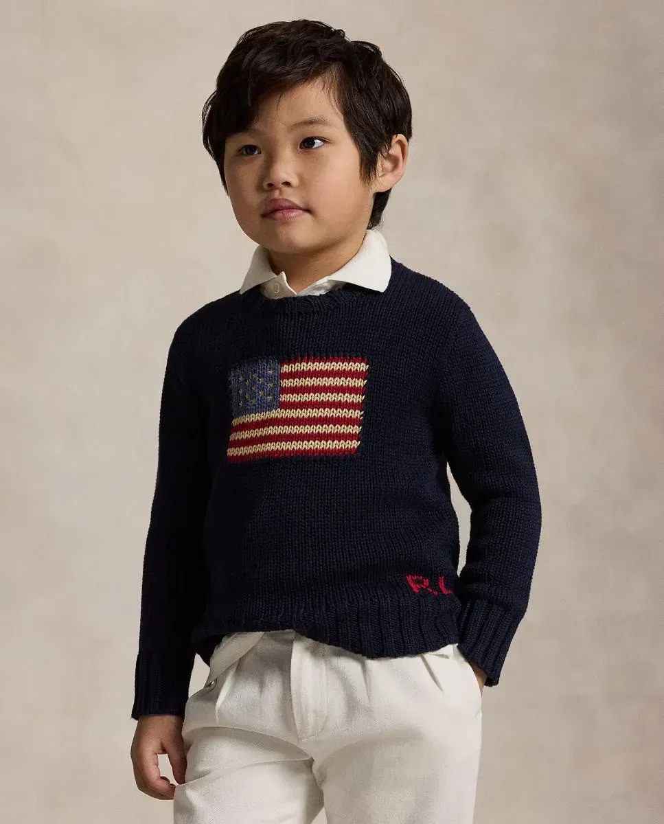 Детское джерси для девочек с длинным рукавом Polo Ralph Lauren, Azul Marino — фото 2