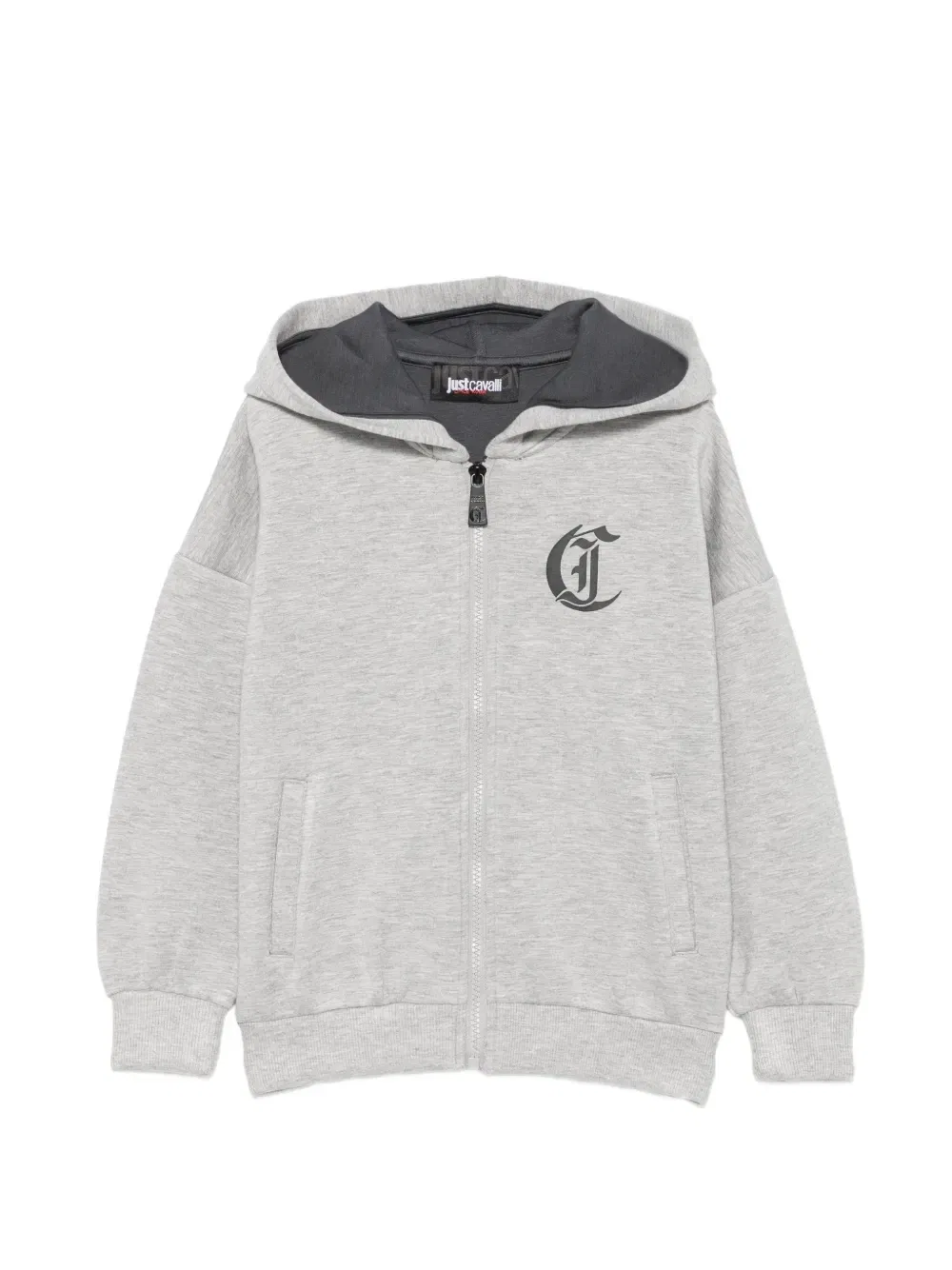 Толстовка на молнии с принтом логотипа Just Cavalli Kids, серый