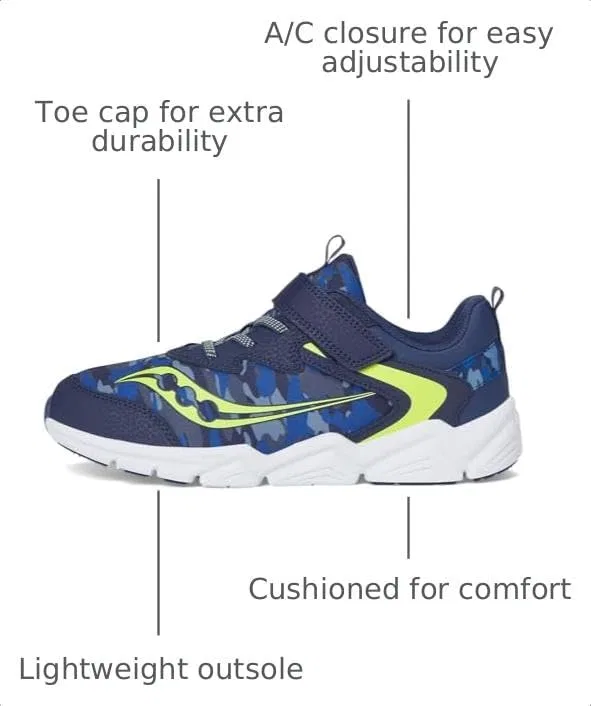 Детские кроссовки для мальчиков Flash Le Saucony, Navy/Lime — фото 3